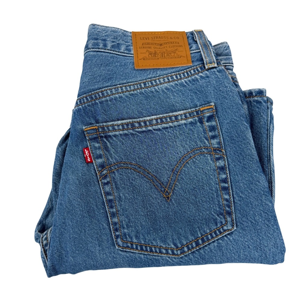 Levis Ribcage Straight Ankle Jeans Womens 29 Blue Excellent High Rise Button Fly